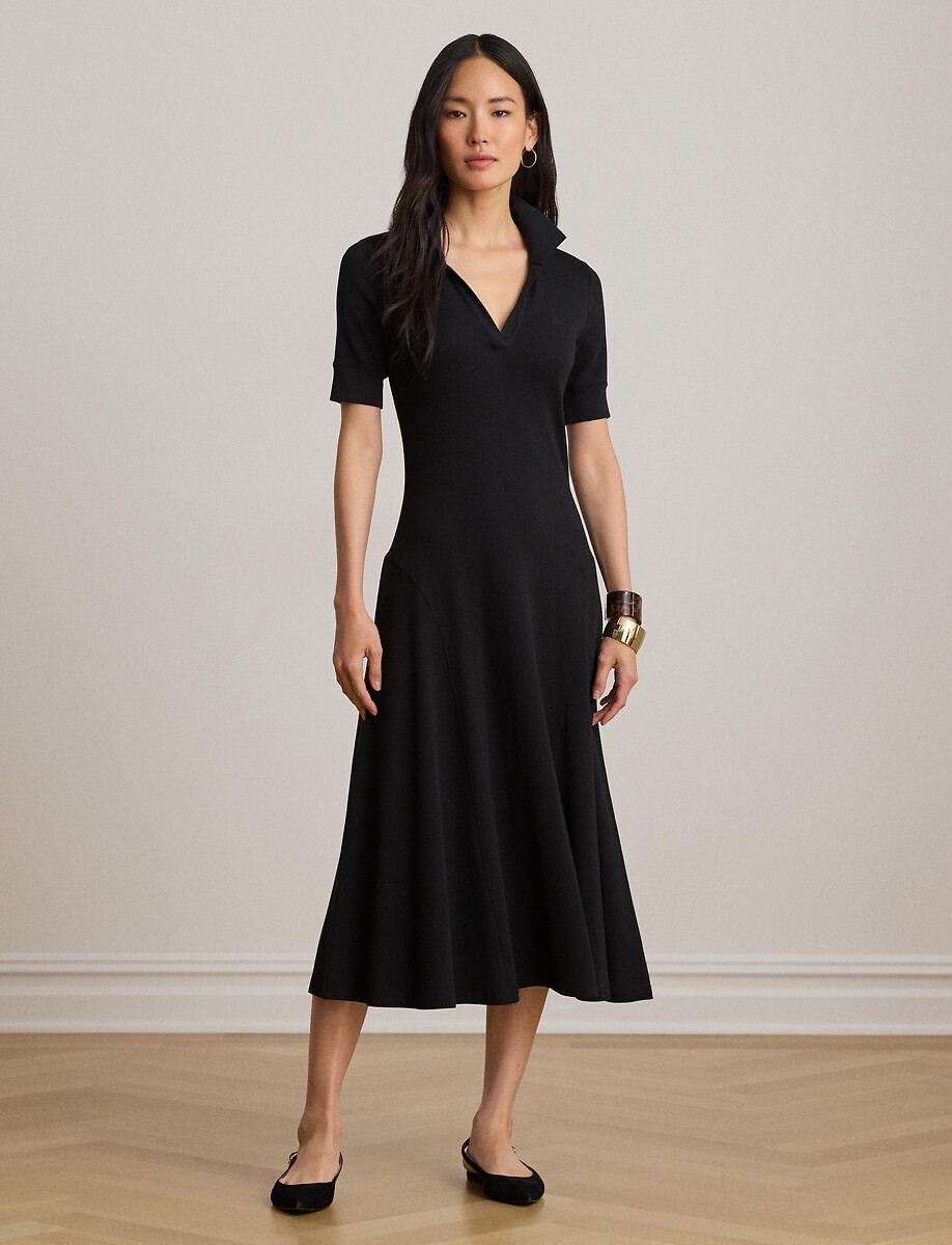 Midi-jurk met korte mouwen en een polokraag, LAUREN RALPH LAUREN