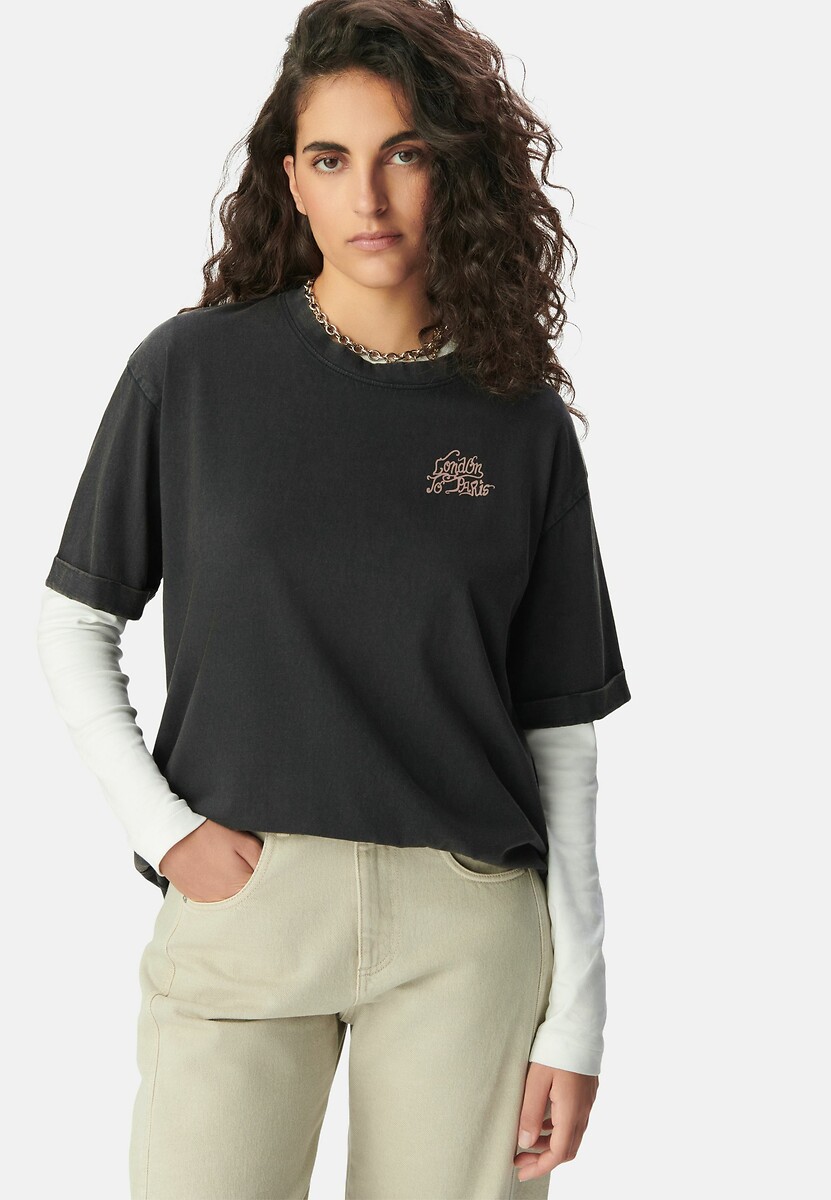 Short Sleeve Crew Neck T-Shirt with Printed Back, IKKS