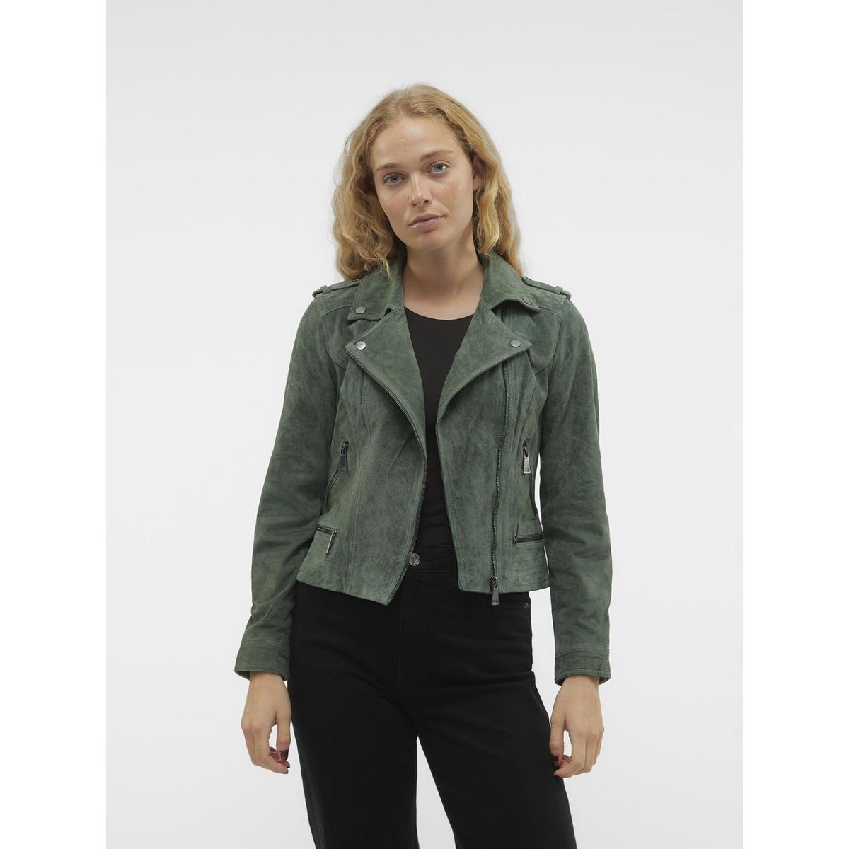 Veste daim verte femme new arrivals