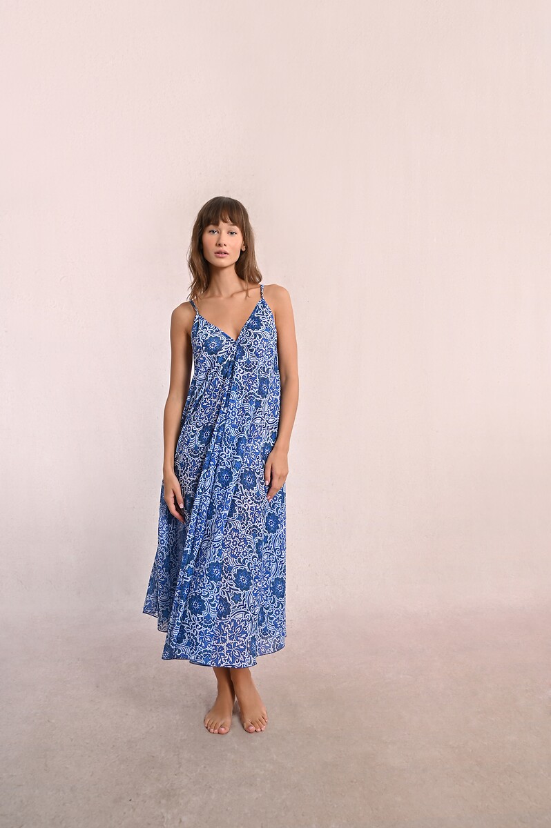 Robe longue imprimée à bretelles