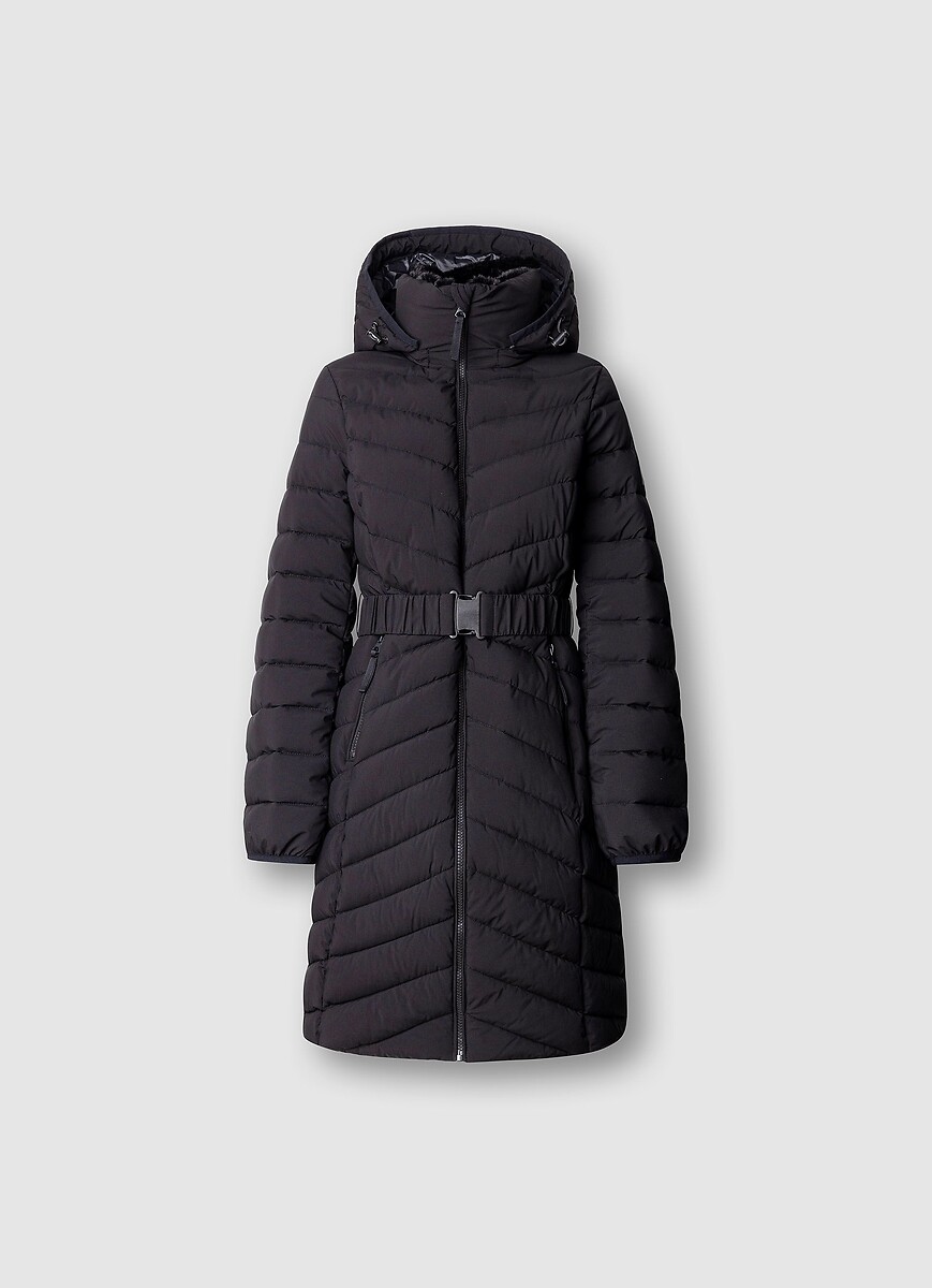 Long Belted Hooded Padded Jacket, PEPE JEANS