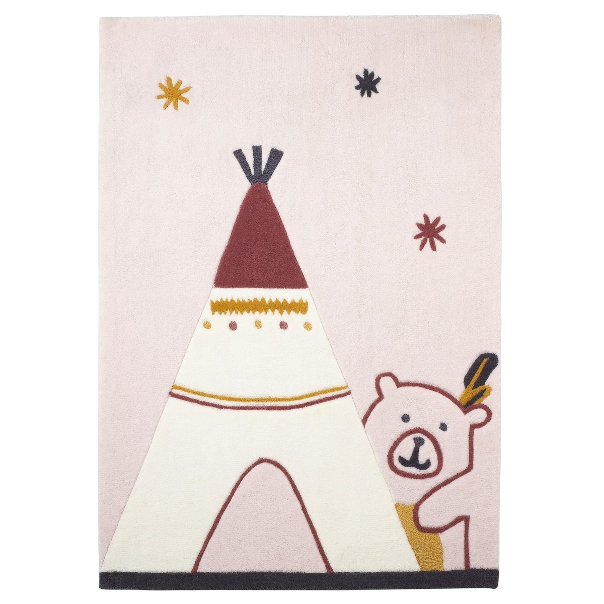 Tapis de chambre enfant Tipi en acrylique, SAUTHON