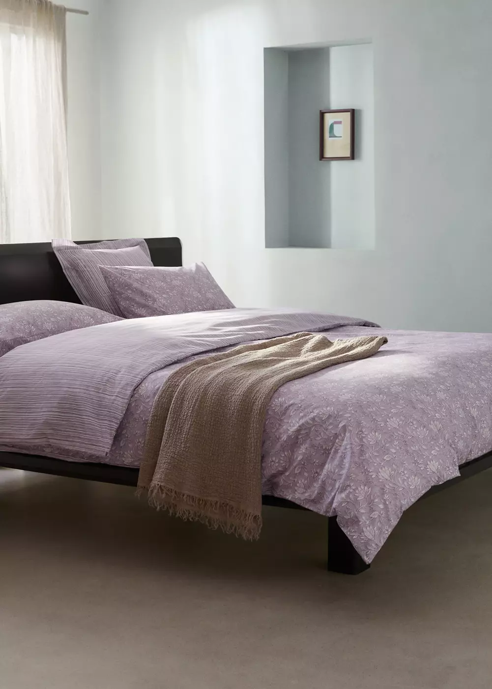 Housse de couette réversible fleur rayures Lit 150/160 cm, MANGO HOME