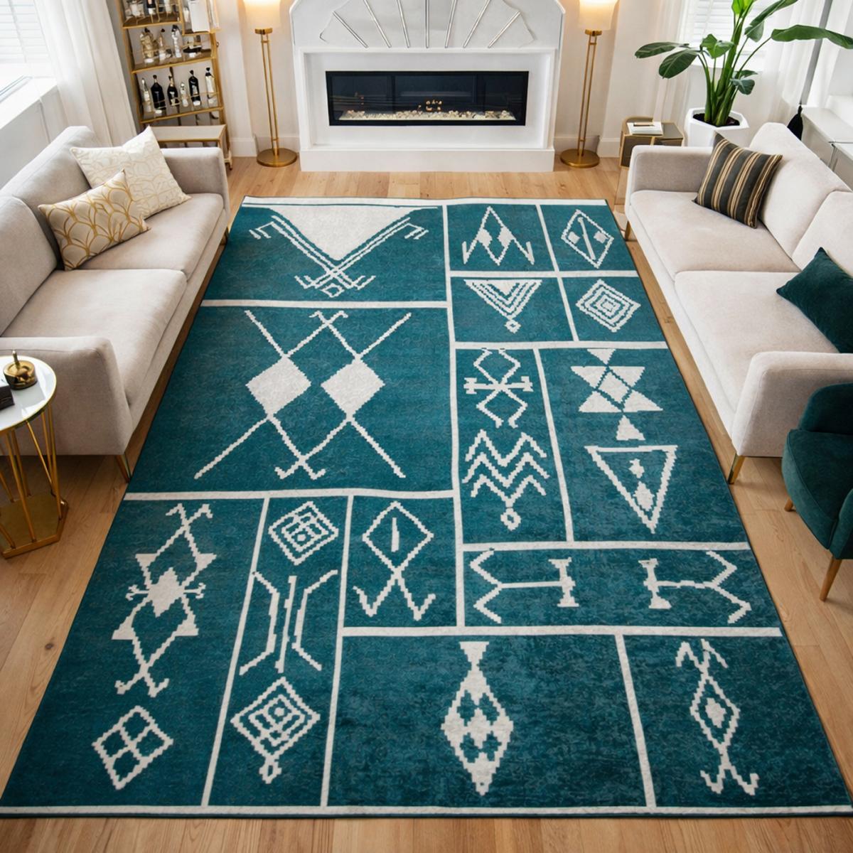 Tapis salon LYN11 ETNIK facile d'entretien, UN AMOUR DE TAPIS