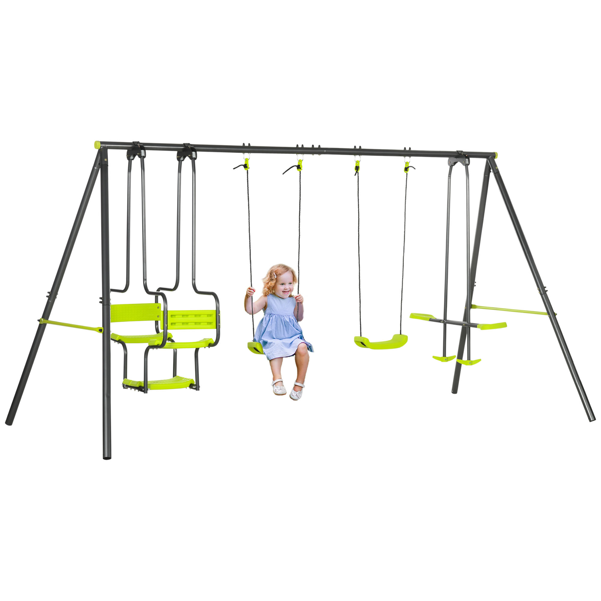 Balançoire pour enfants Acier Vert, OUTSUNNY
