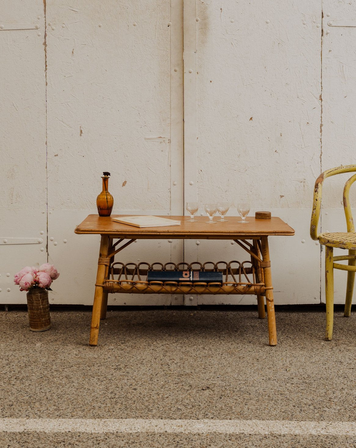 Table d'appoint en rotin Francine N°978 - Bon état, DEBONGOUT