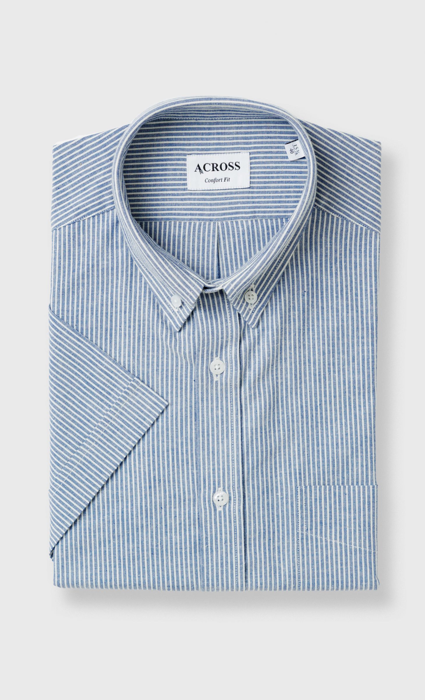 Chemise Confort fit manches courtes fines rayures texturées, ACROSS