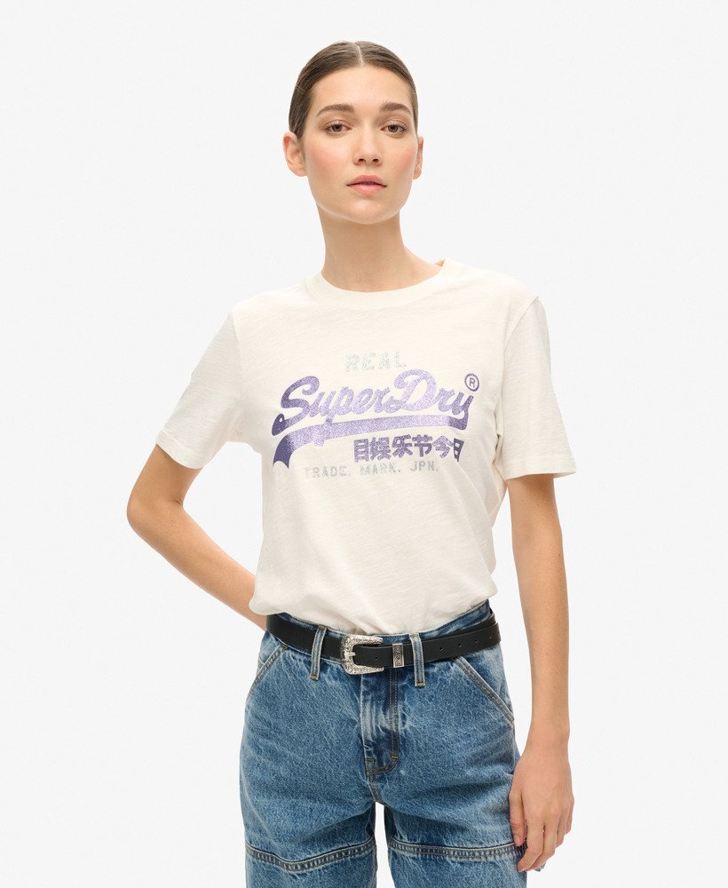 T-shirt scintillant à motif VL, SUPERDRY