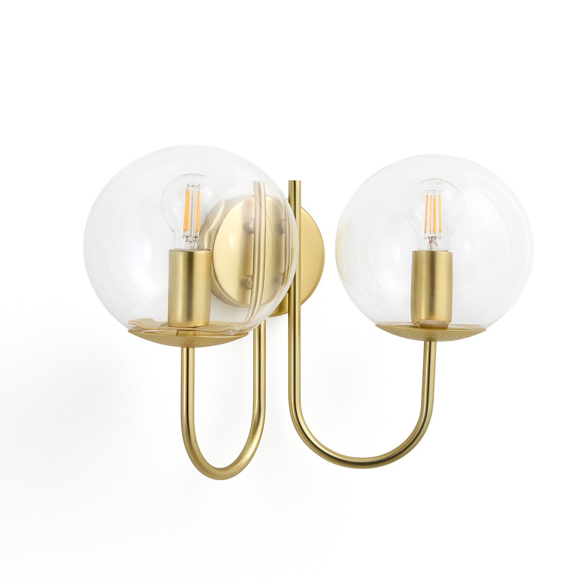 Moricio Double Brass and Glass Wall Lamp