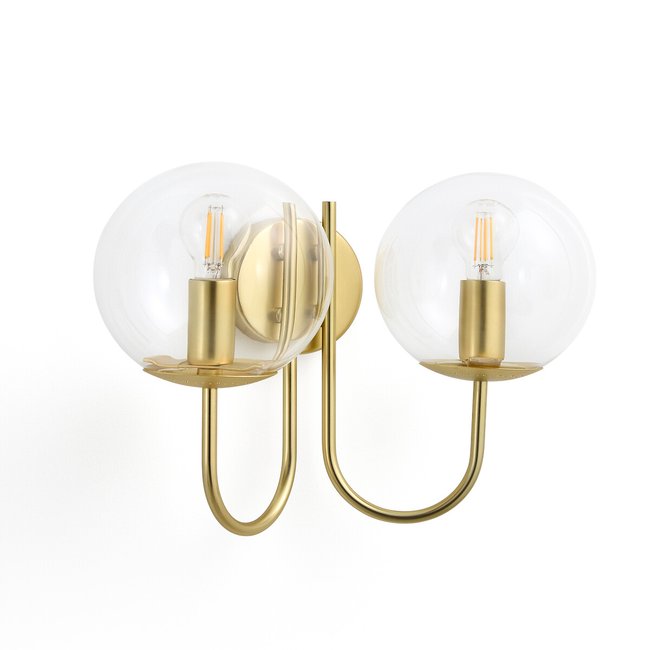 Moricio Double Brass and Glass Wall Lamp, brass, LA REDOUTE INTERIEURS