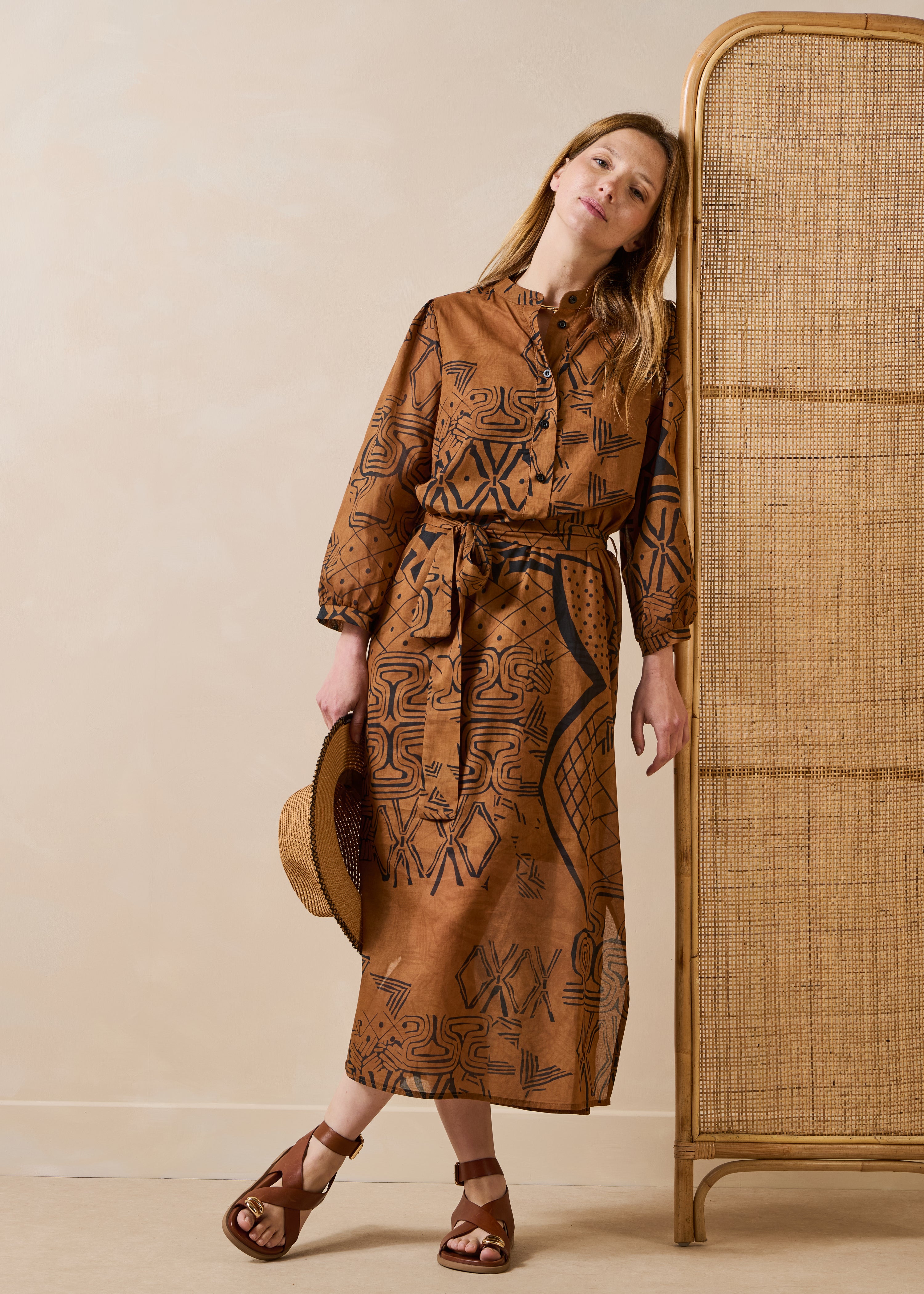 Robe midi en voile de coton imprimé, LA FEE MARABOUTEE