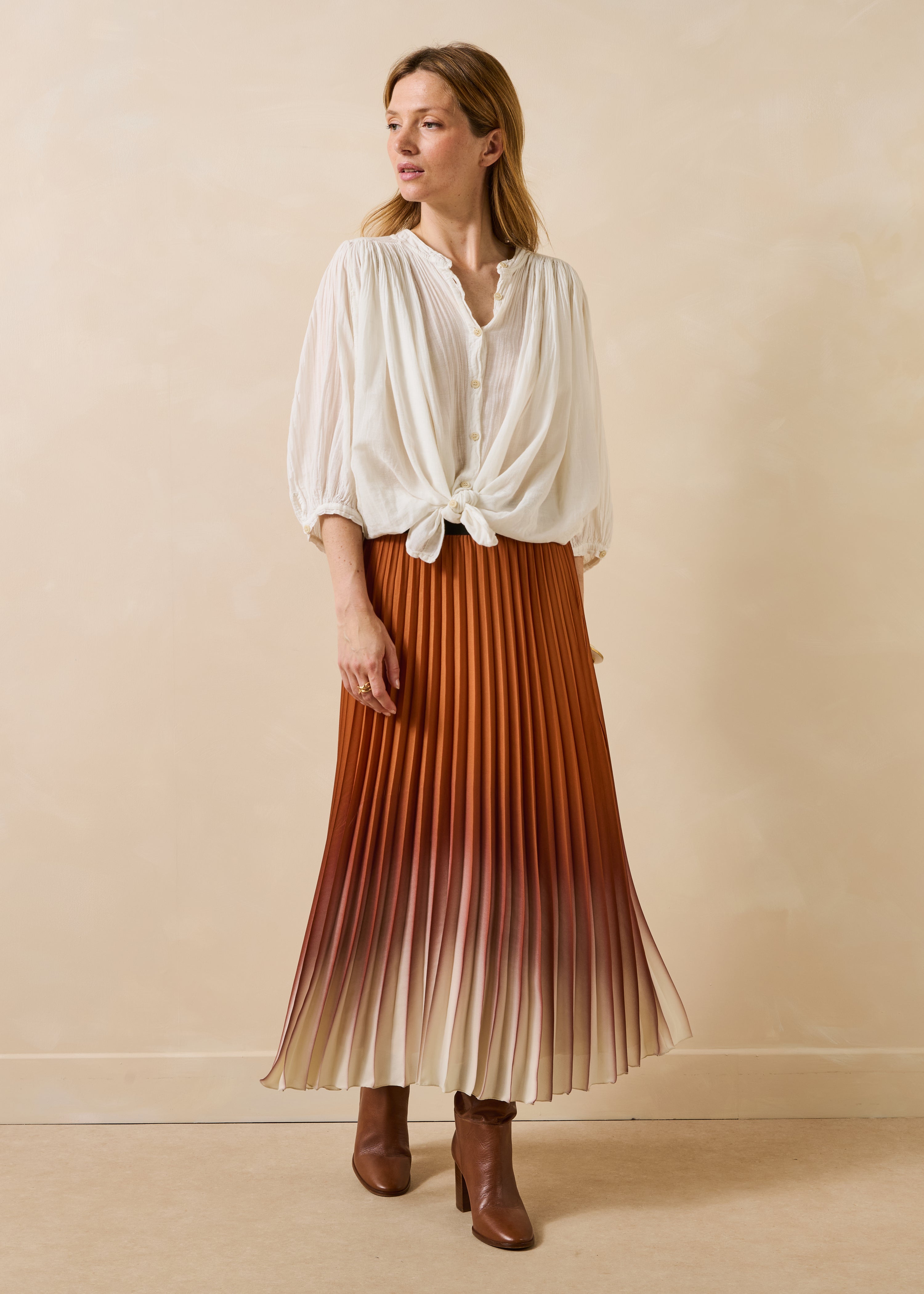 Jupe longue plissée à imprimé tie & dye, LA FEE MARABOUTEE