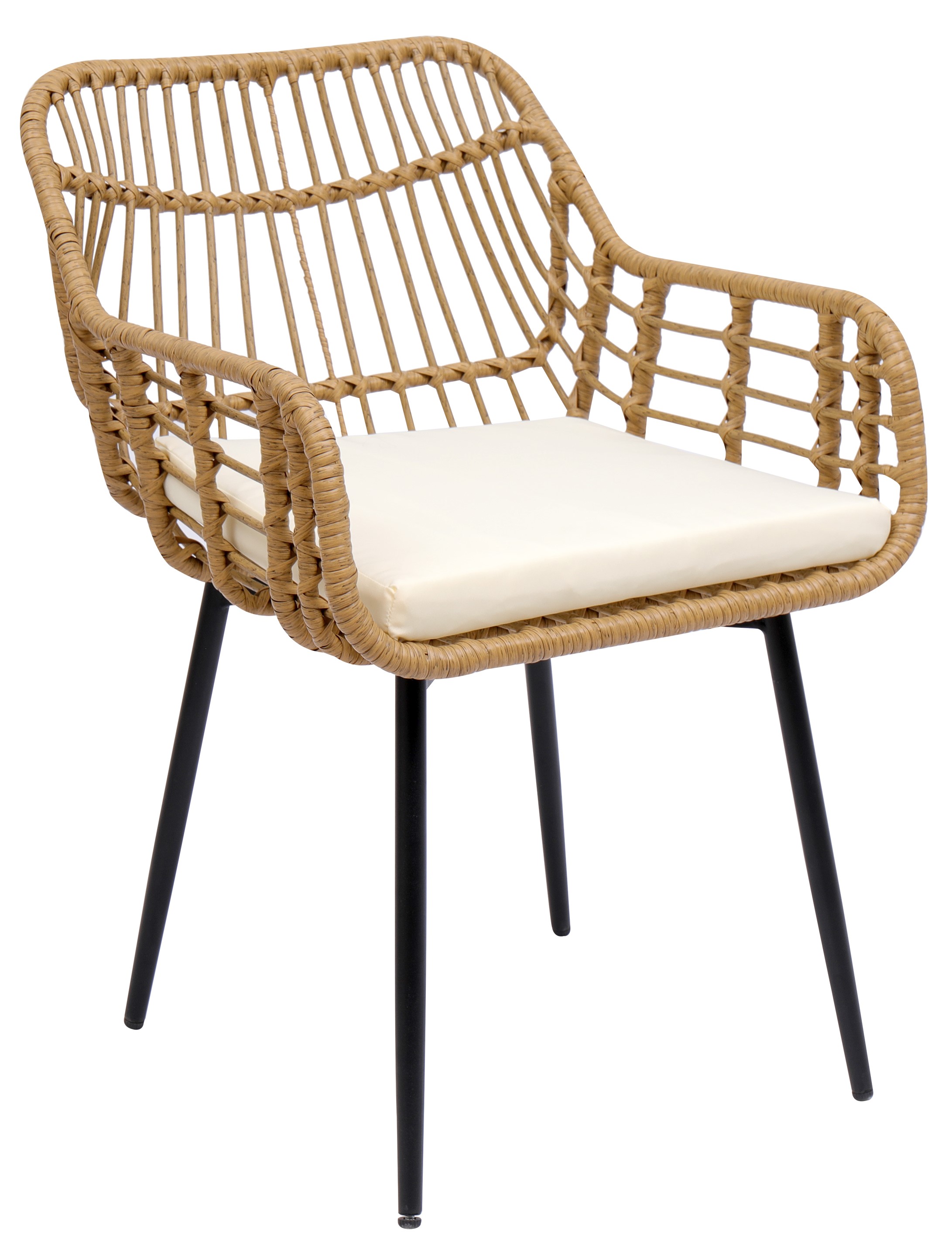 Lot de 2 chaises, métal et rotin, HANOI, NORDLYS