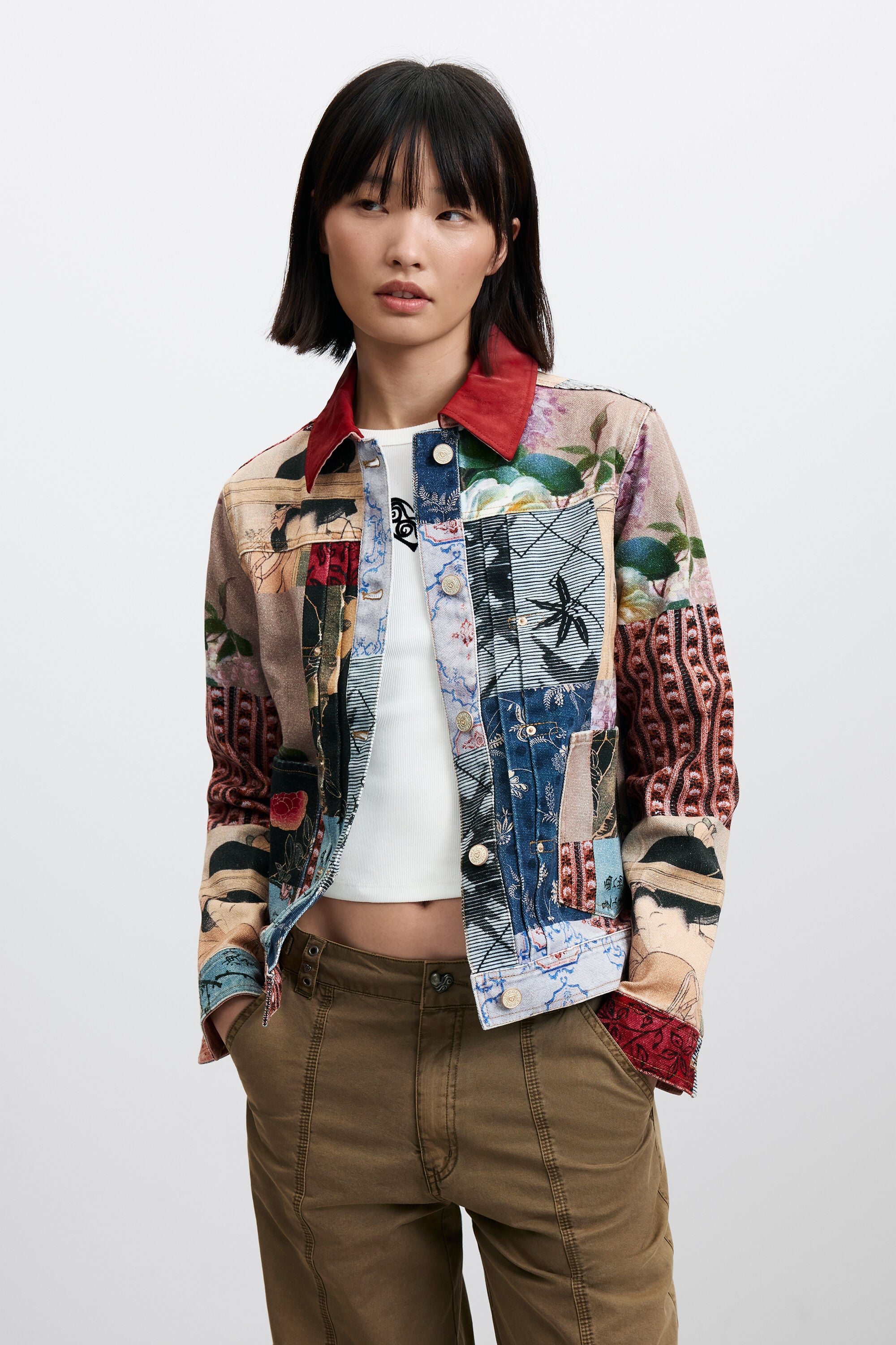 veste regular patchwork en coton, DESIGUAL