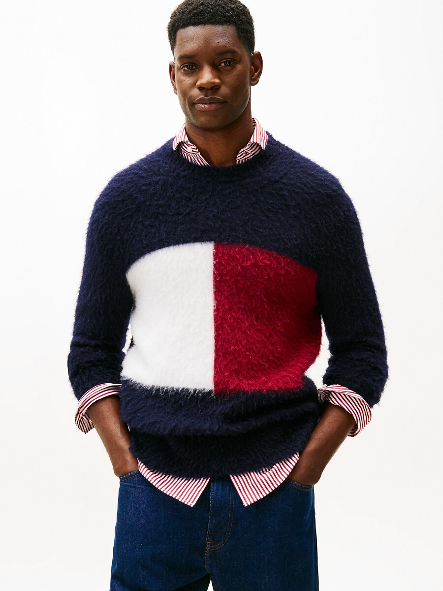 Pull en maille iconique drapeau, TOMMY HILFIGER