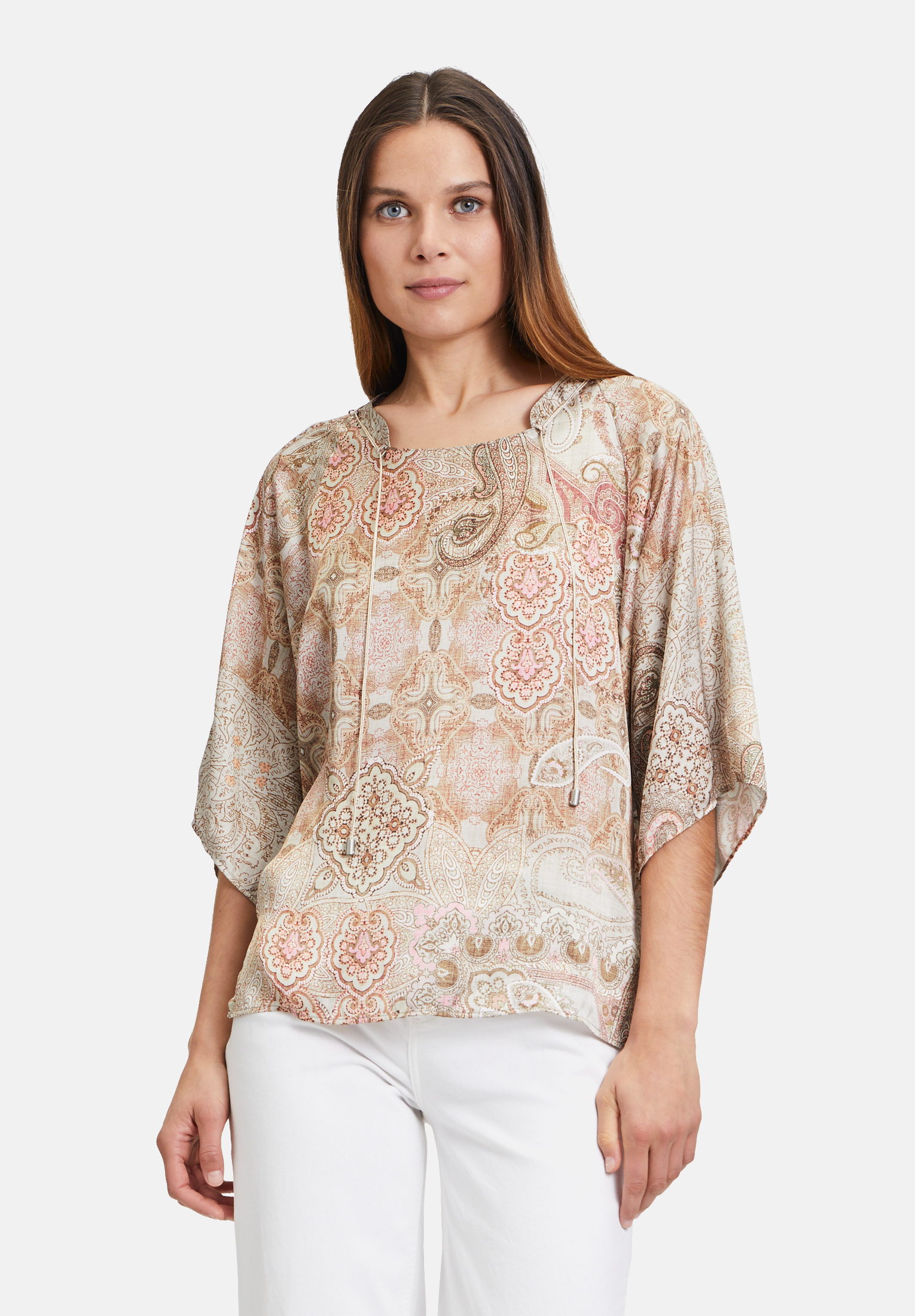 Blouse Tunique En Coton Carrefour - Couleur Beige Rosé - Taille 38 - Occasion Très Bon État