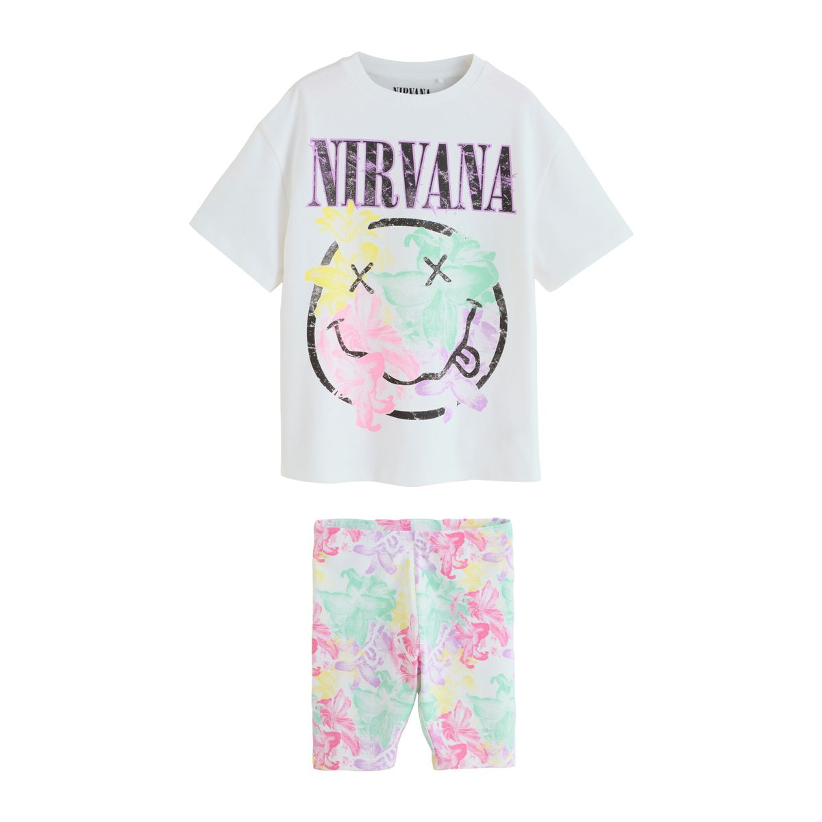 Short cycliste et t-shirt oversize nirvana, NEXT