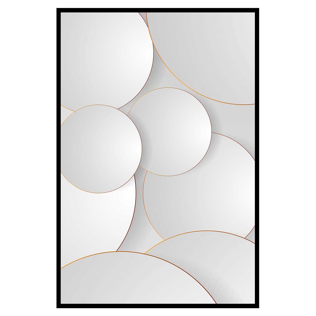 Affiche encadrée abstraite formes circulaires minimalistes, HEXOA