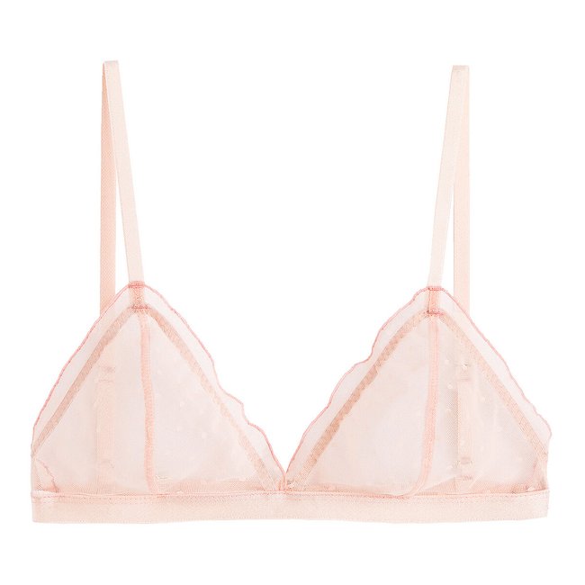 Non-underwired triangle bra in tulle , pink, Jolies Mômes X La Redoute ...