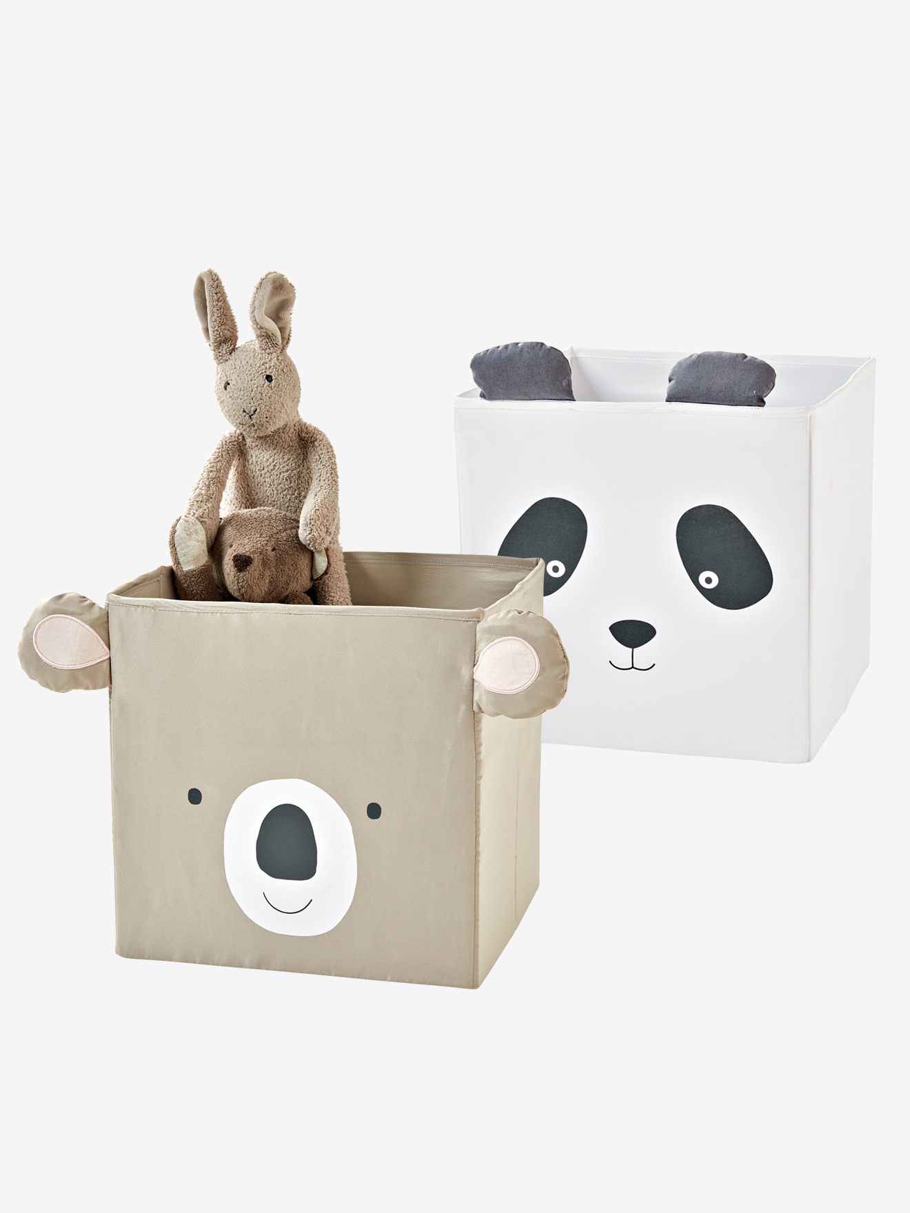 Lot de 2 bacs en tissu Panda koala, VERTBAUDET