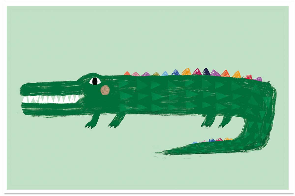 Affiche enfant crocodile vert, HEXOA