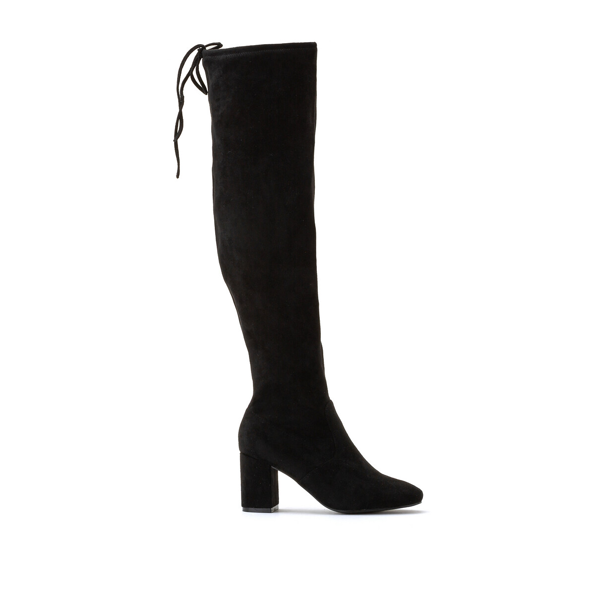 black over the knee block heel boots