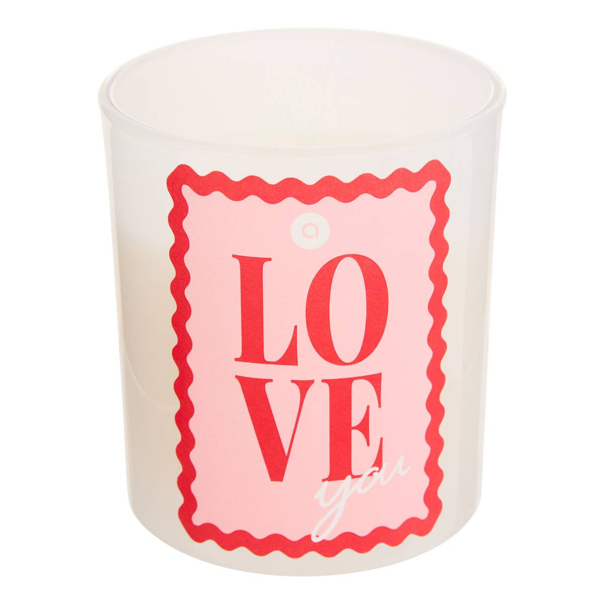 Bougie parfumée pot en verre à message LOVE, ATMOSPHERA