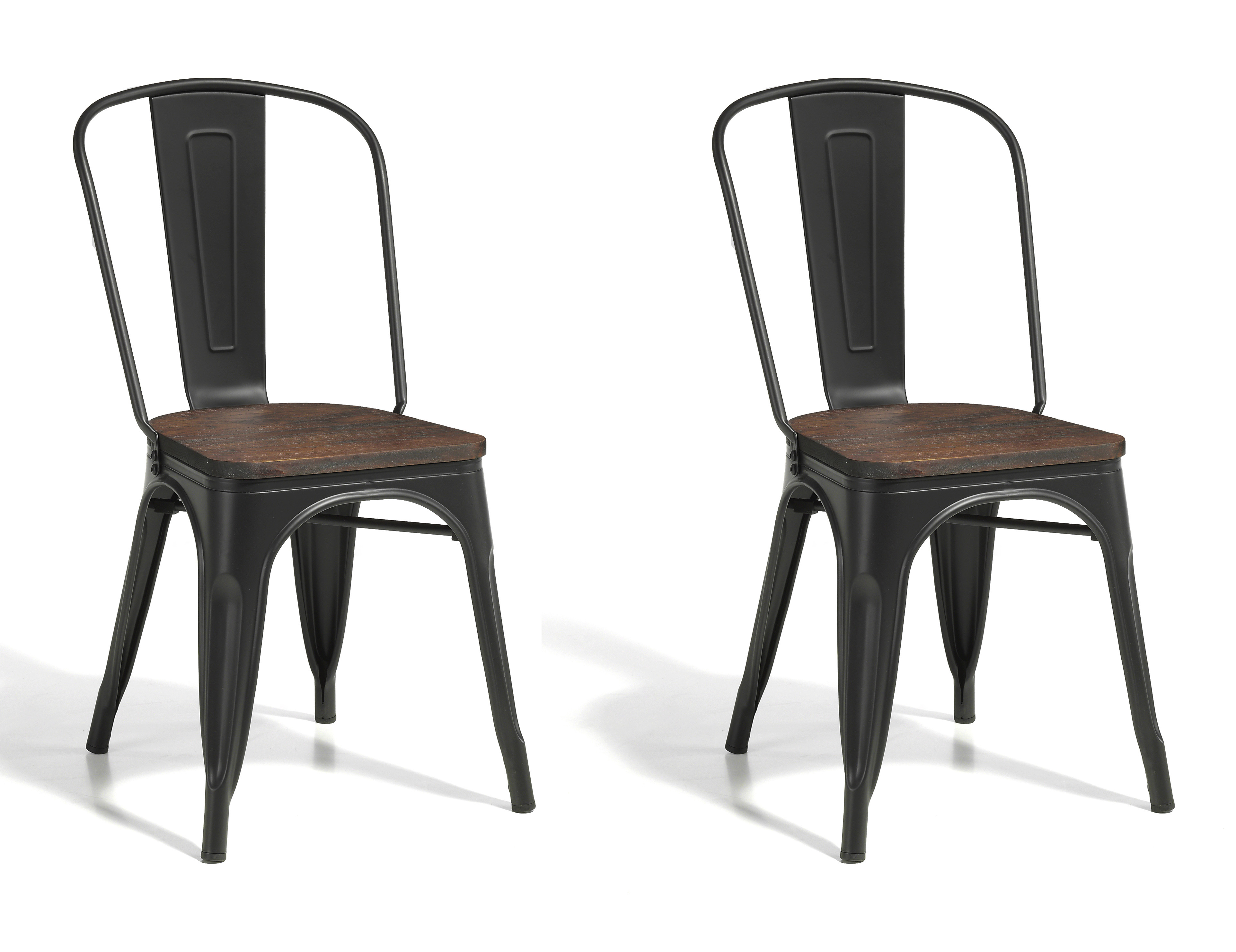 Lot de 2 chaises en métal et BOIS, MEET, HISPANOHOGAR