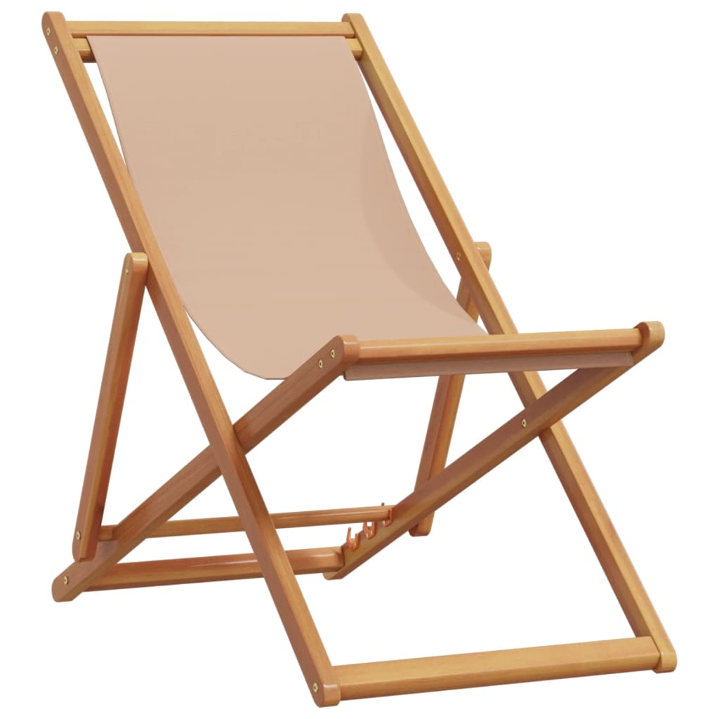 Chaise de plage pliante en bois avec dossier réglable, HOME MAISON