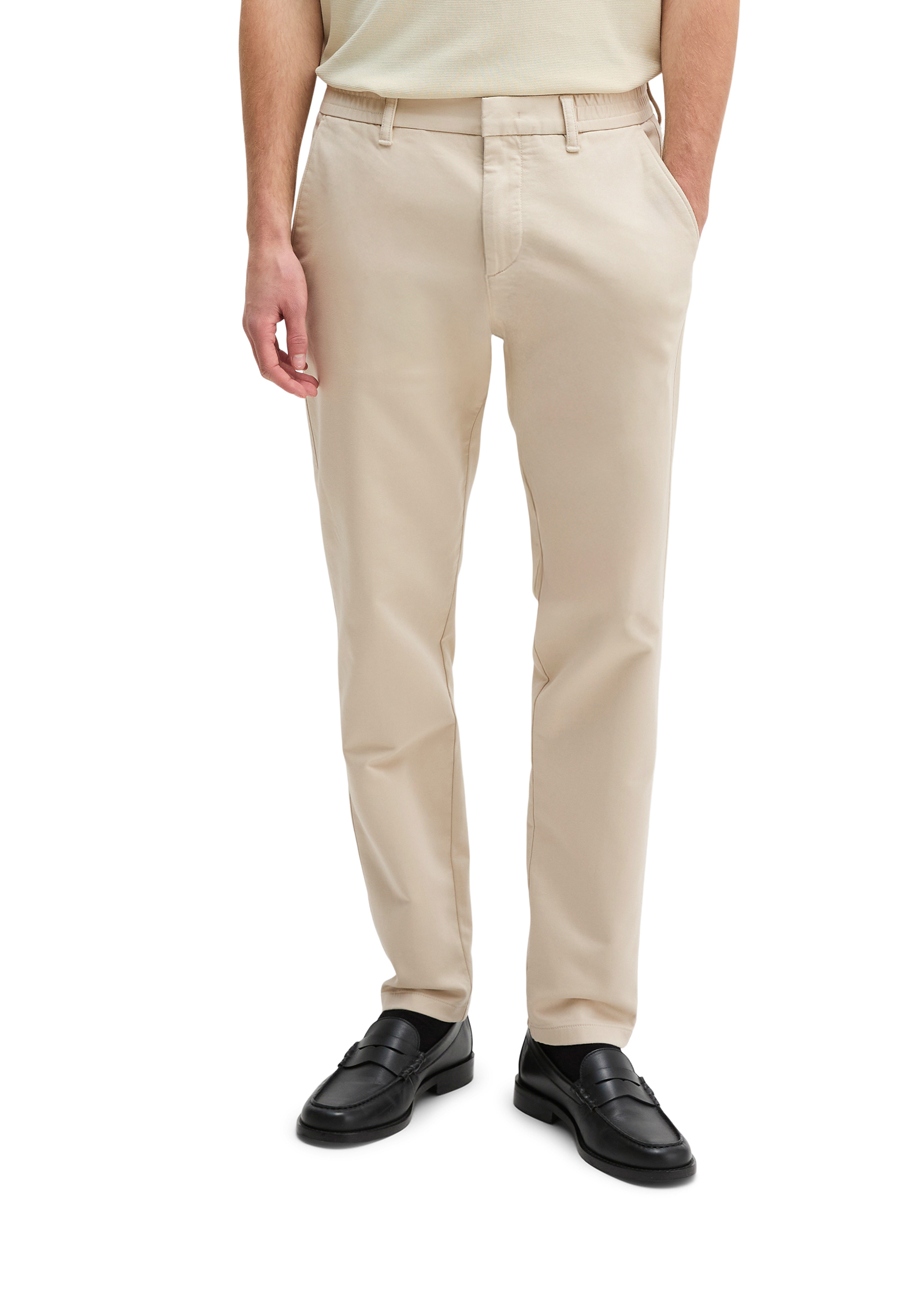 Chino modèle Morot Jogger tapered en satin de coton bio élastique, MARC O'POLO