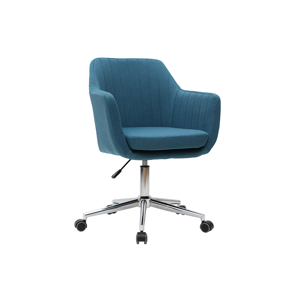 Chaise de bureau à roulettes en tissu et acier chromé ALEYNA, MILIBOO
