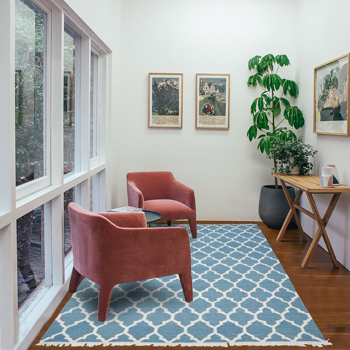 Tapis kilim fait main en laine motif scandinave, UN AMOUR DE TAPIS