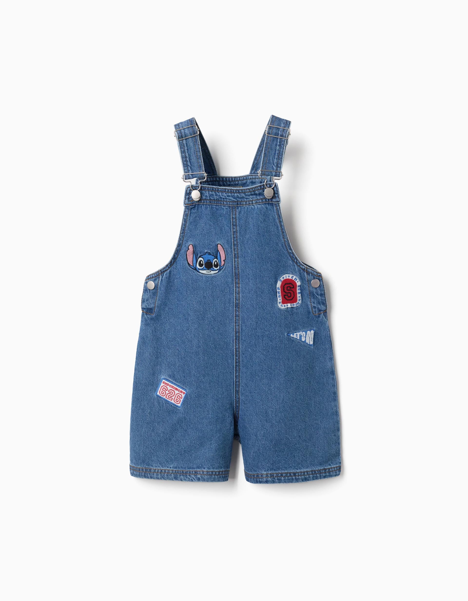 Salopette courte en jean avec broderies Stitch, ZIPPY