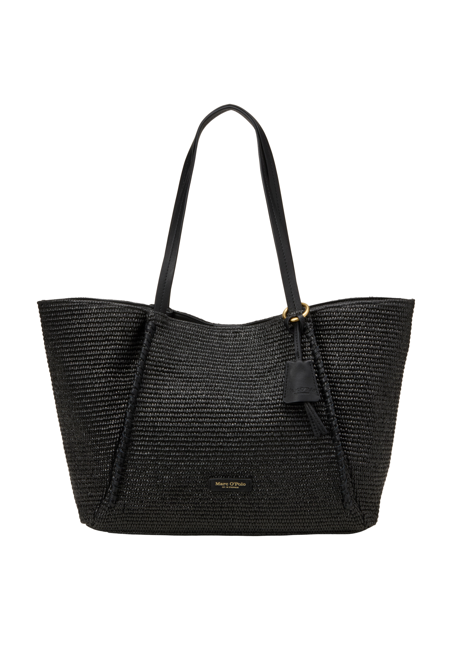 Shopper en raphia large avec détails élégants en cuir véritable, MARC O'POLO