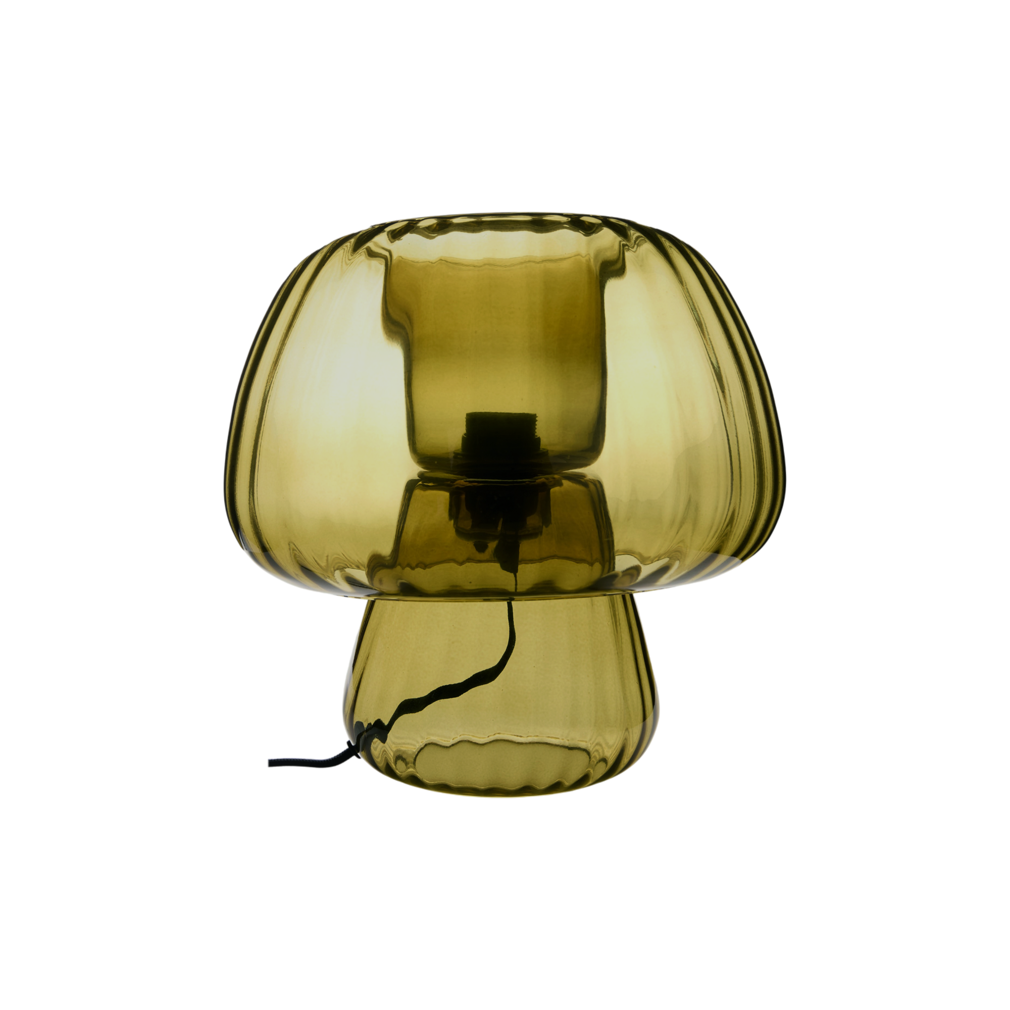 Lampe à poser champignon en verre vert kaki translucide - CALISTA, CAMIF