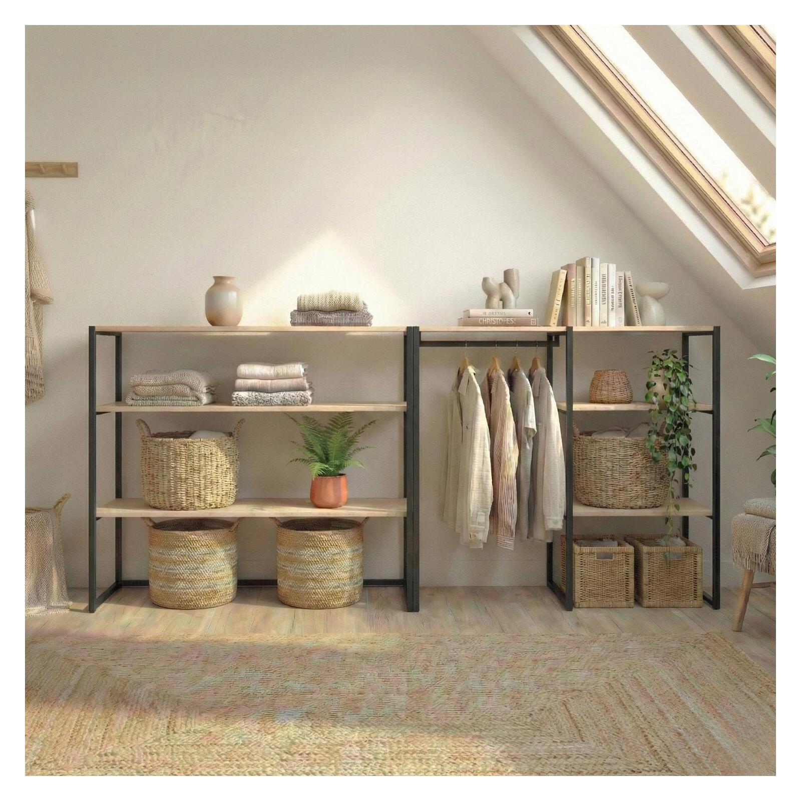Lot de 2 portants vêtements sous combles modulables 200x85cm KADRA, MOB IN