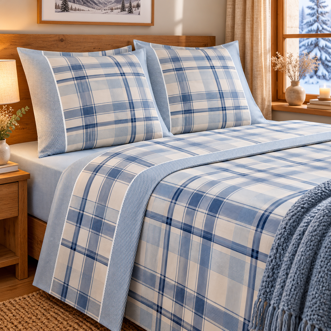 Parure drap de lit en coton flanelle 57 fils imprimé  BOLOGNE, LINANDELLE