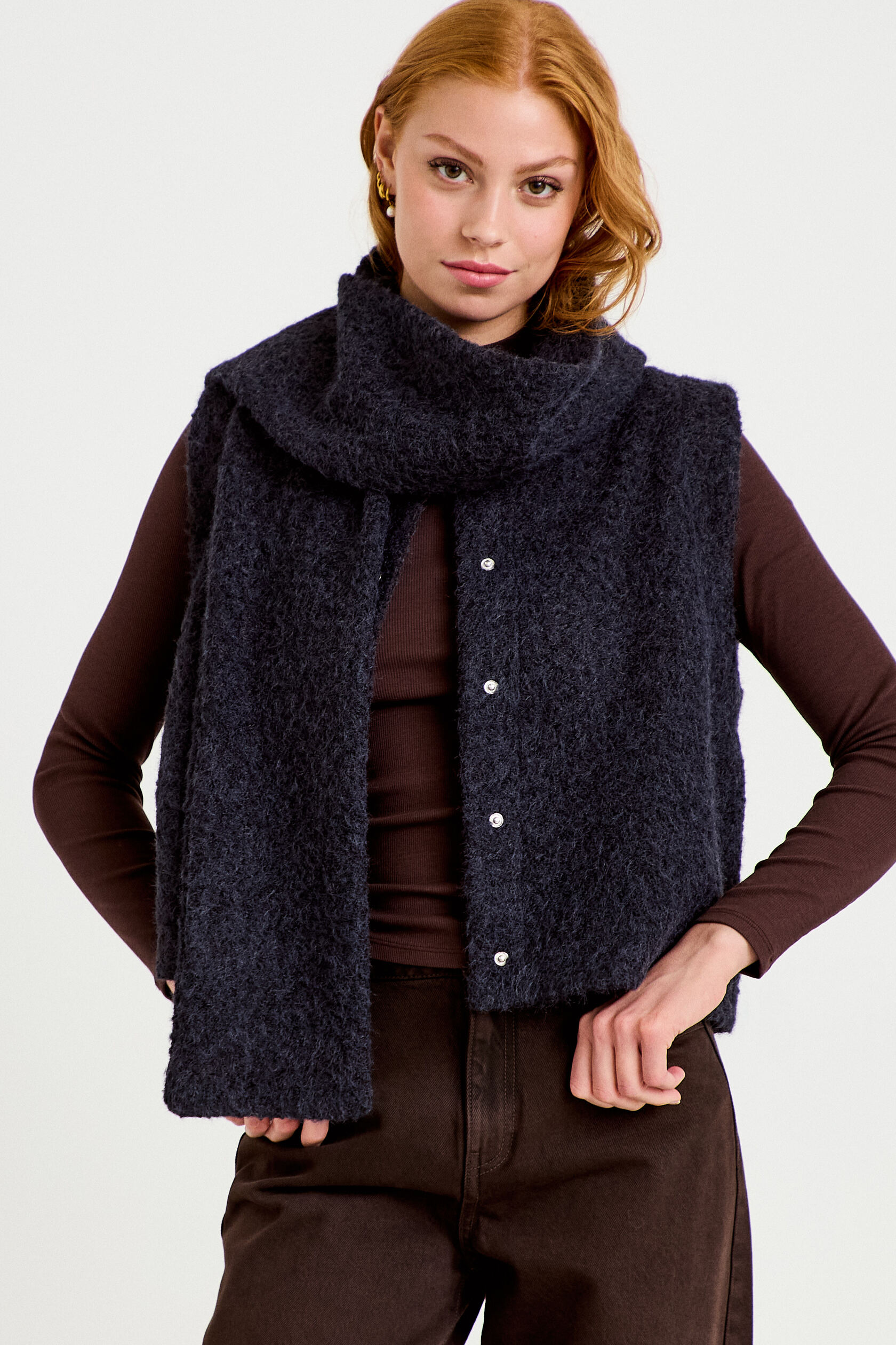 Veste droite sans manches col américain, CACHE CACHE