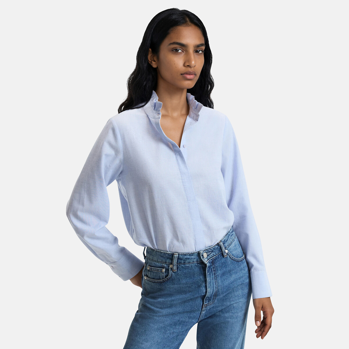 Chemise col montant volanté, manches longues, LA REDOUTE COLLECTIONS