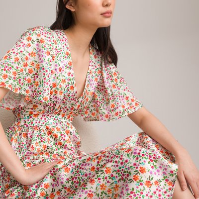 Open Back Midaxi Dress in Floral Print LA REDOUTE COLLECTIONS