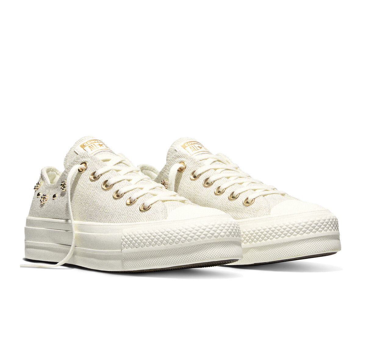 Baskets CHUCK TAYLOR ALL STAR LIFT OX SHINY HEATHERED CANVAS STUDS, CONVERSE