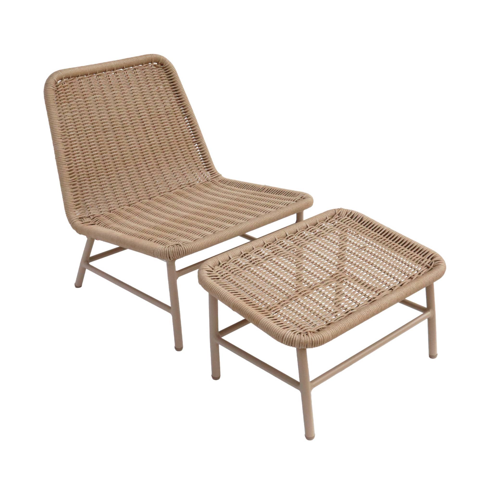 Fauteuil relax et repose pied aluminium et corde LAGUNA, SWEEEK