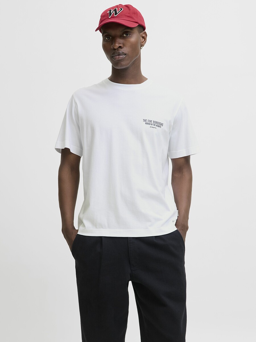 T-shirt collo rotondo fantasia dietro, JACK & JONES