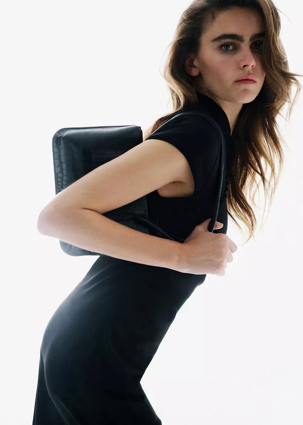 Robe à col officier avec boutons, MANGO