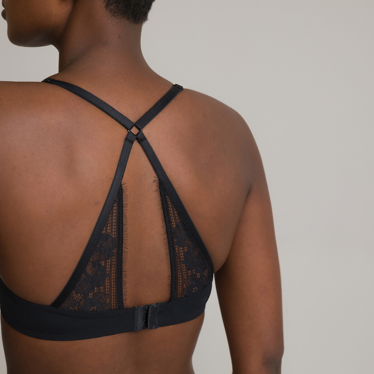 Lace push-up bra, black, La Redoute Collections