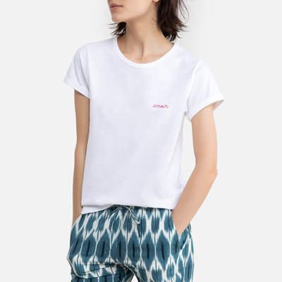 T-shirt em algodão bio, gola redonda e mangas curtas MAISON LABICHE