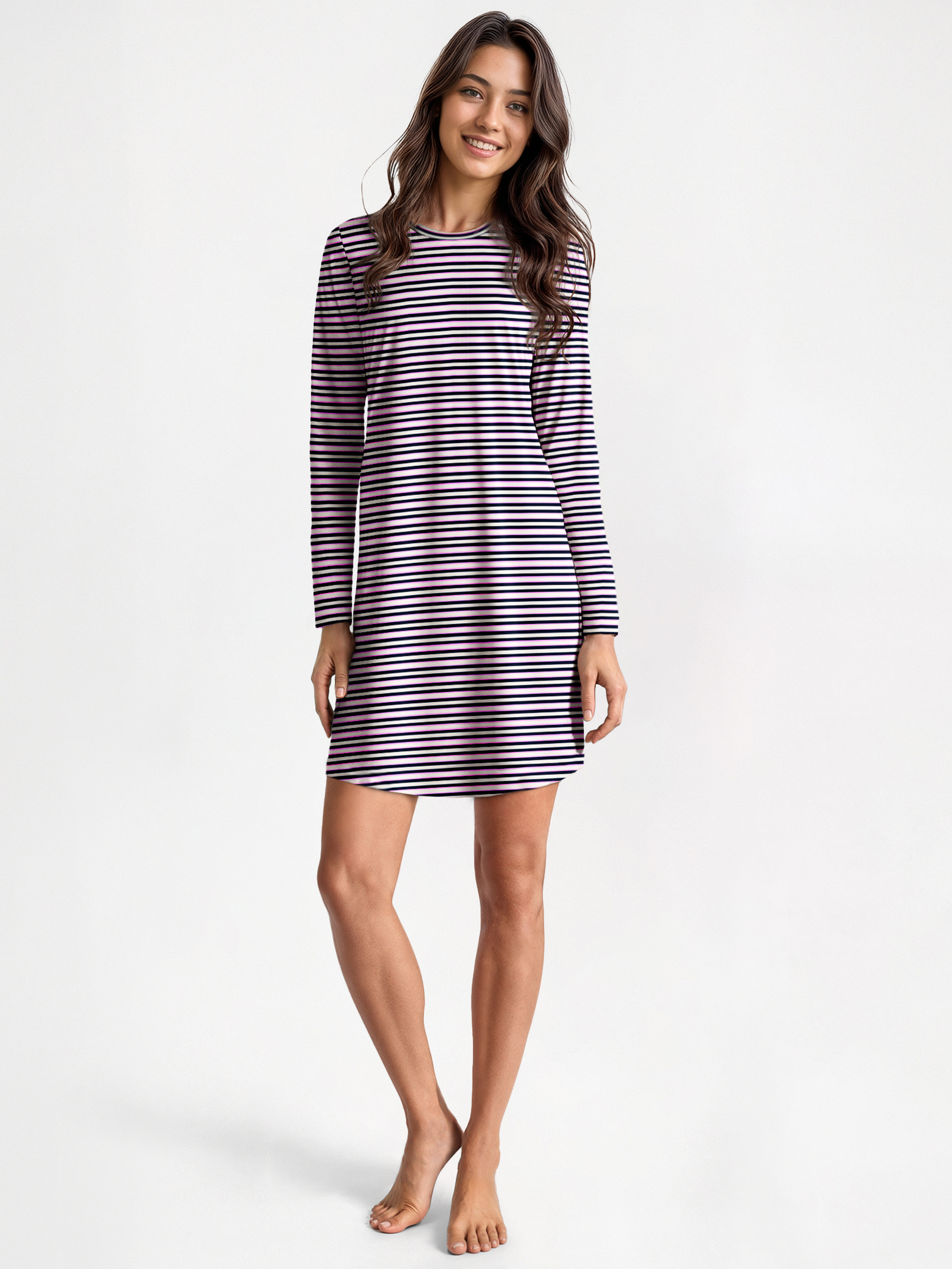 Chemise de nuit à manches longues, longueur 95 cm manches longues Coton NIGHTWEAR XTRA, CALIDA