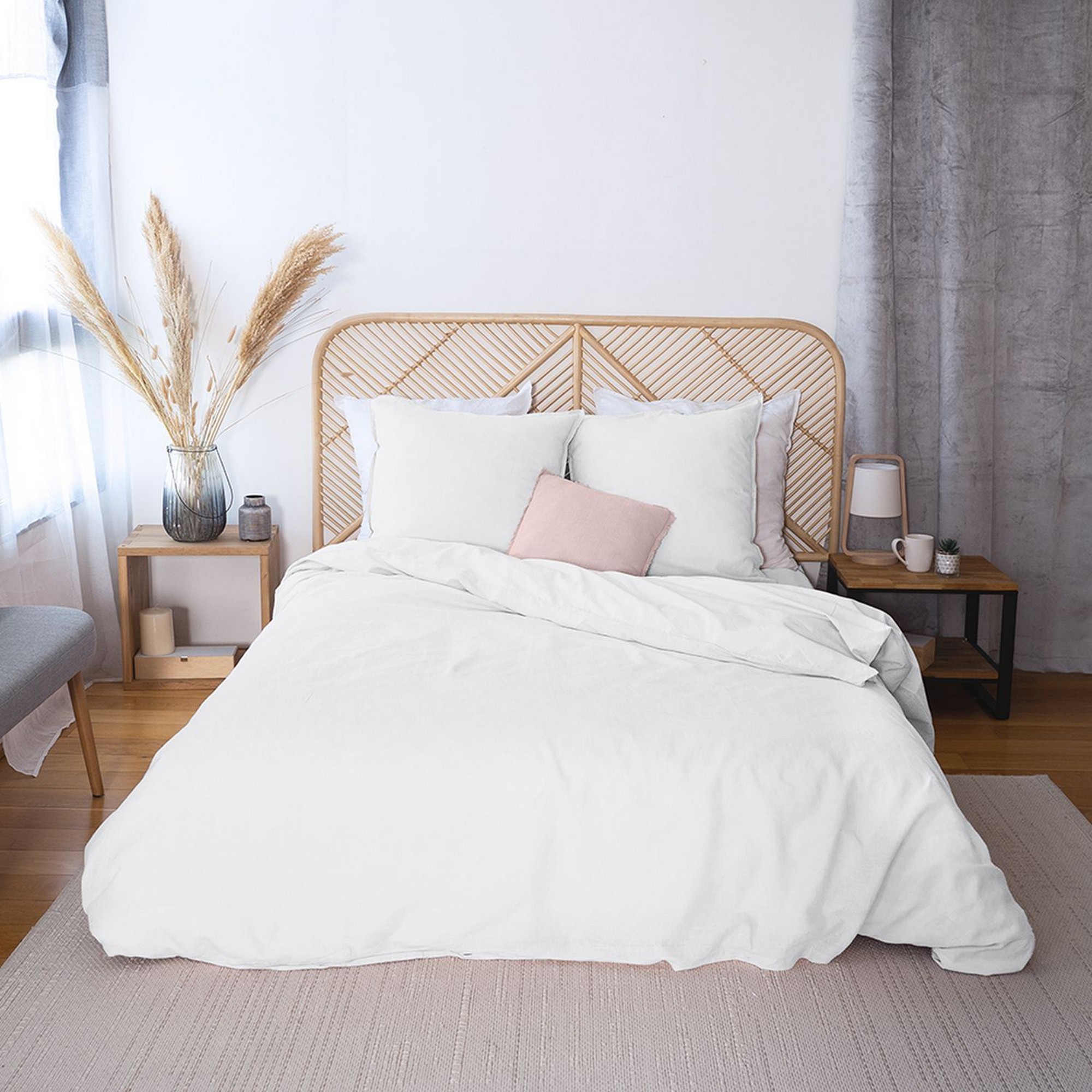 Parure de lit - housse de couette avec taies en coton, EDEN