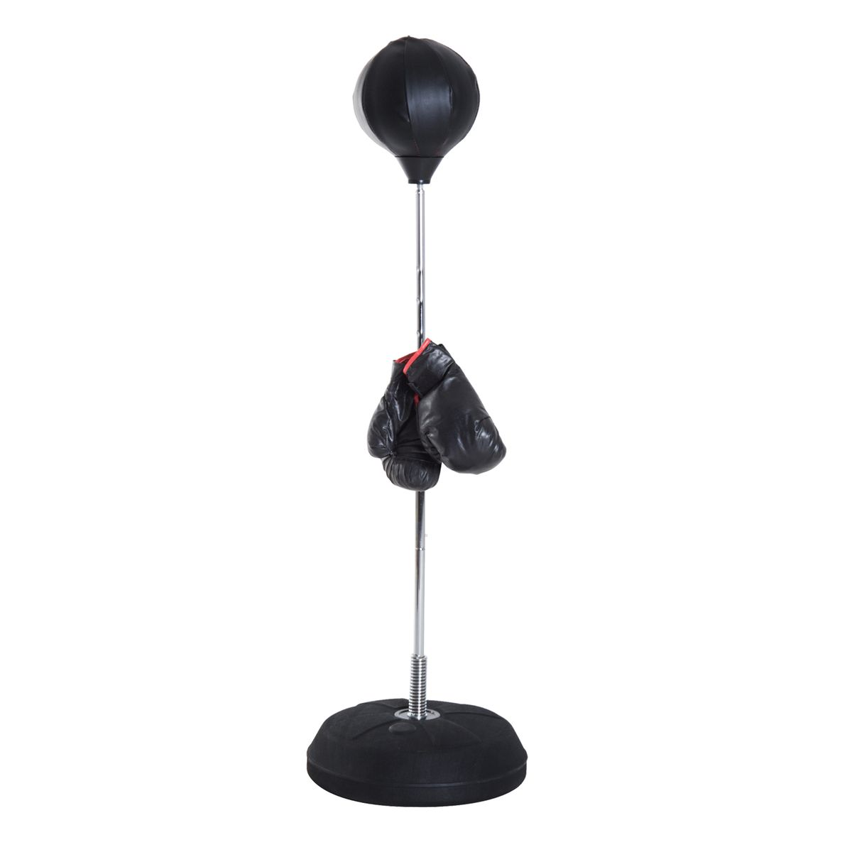 HOMCOM Punching ball sur pied pour enfant 3-6 ans sac de frappe hauteur  réglable 90-120 cm base de lestage paire gants pompe de gonflage inclus  noir et rouge