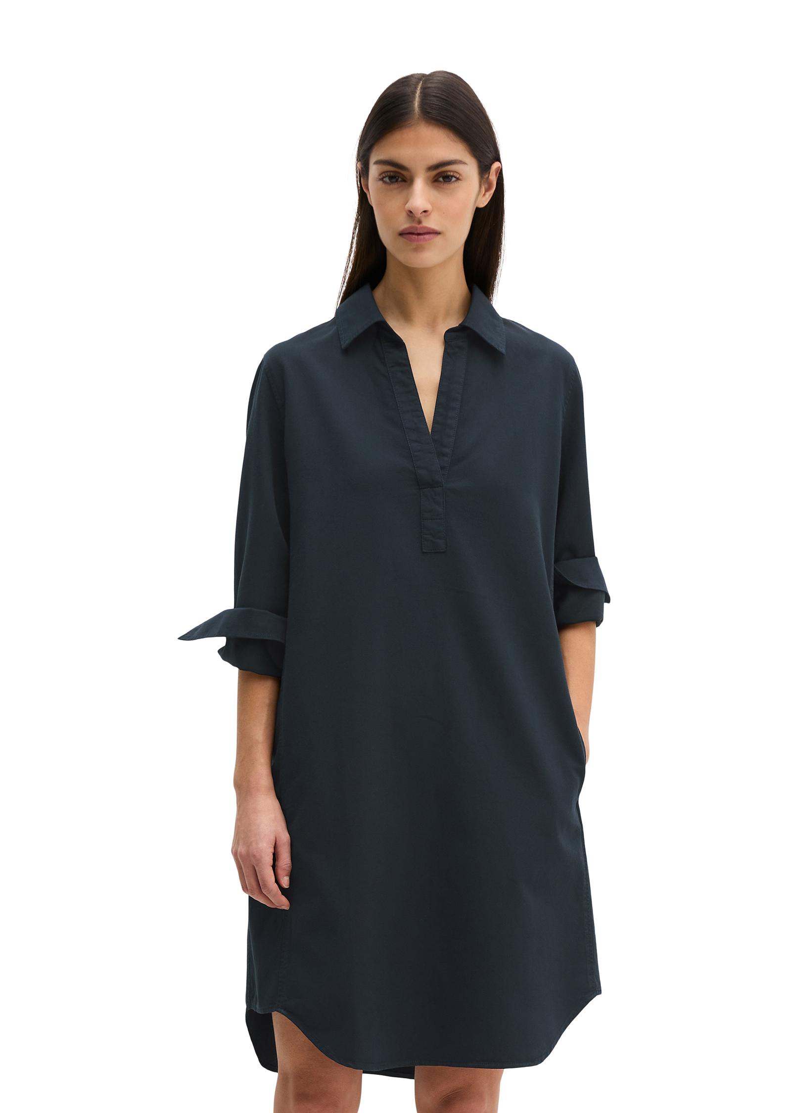 Robe chemisier relaxed en mélange de coton organique, de lyocell et de lin, MARC O'POLO